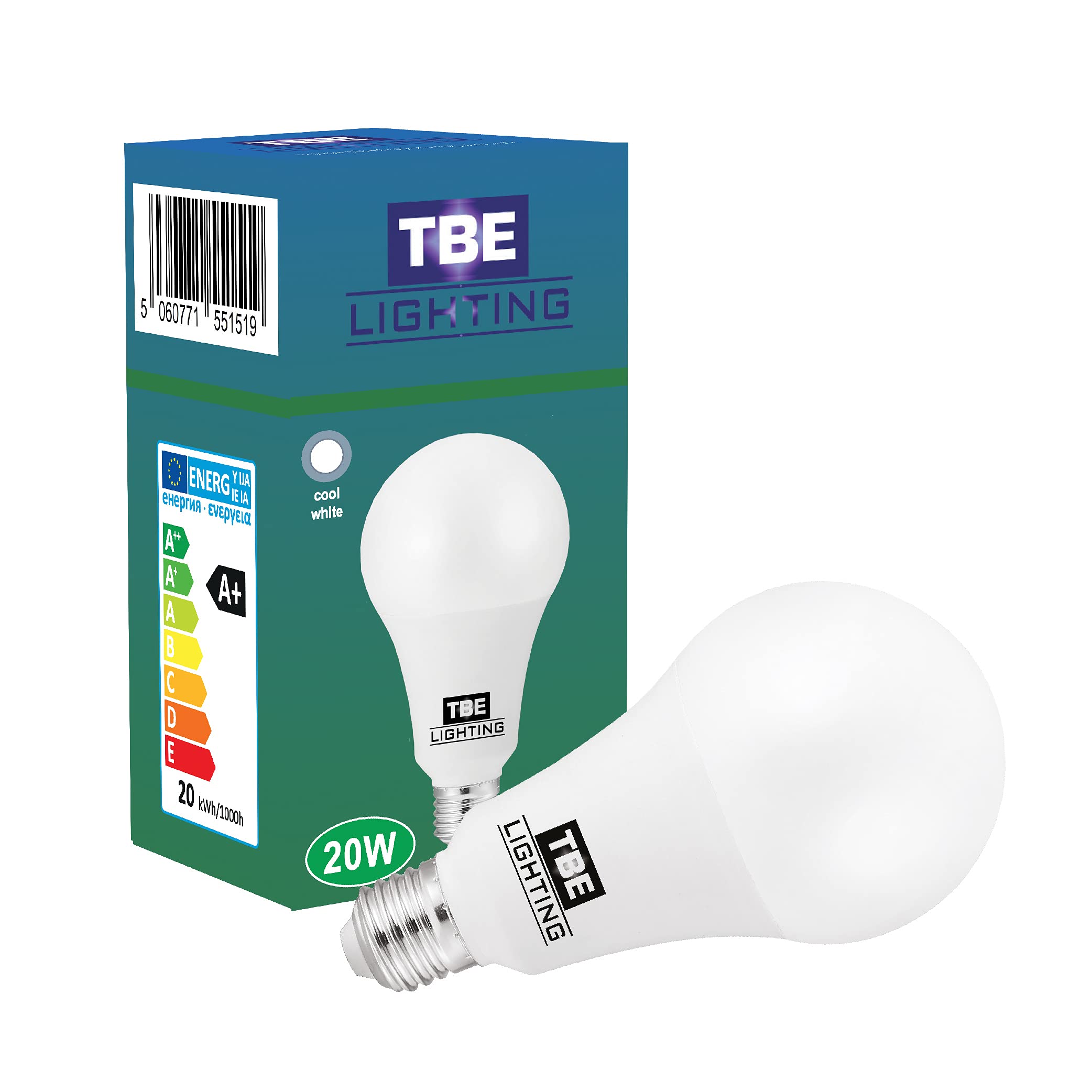 TBE LIGHTING 20W LED A80 Bulb - E27 Standard Screw Fitting, 150w Equivalent Non-Dimmable Energy Saving LED A80 Bulb, 1800 Lumen Output, 20,000Hrs Life Expectancy (4000K Cool White)