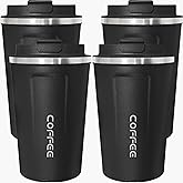 ATZNZIK 4 Pack Travel Coffee Mug 17oz Insulated Coffee Cup with Lid, Reusable Thermal Coffee Cup Stainless Steel Coffee Tumbler to Keep Hot & Cold Drinks for Car, Daily, Travel and Gifts, Black