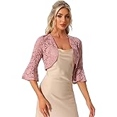Allegra K Lace Shrug for Women's Evening Open Front Bell Sleeves Elegant Bolero Cardigan
