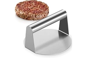 Lyxhag Stainless Steel Burger Press, 4.2 Inch Round Hamburger Smasher for Griddle, Flat Top Grill Cooking Tool with Ergonomic