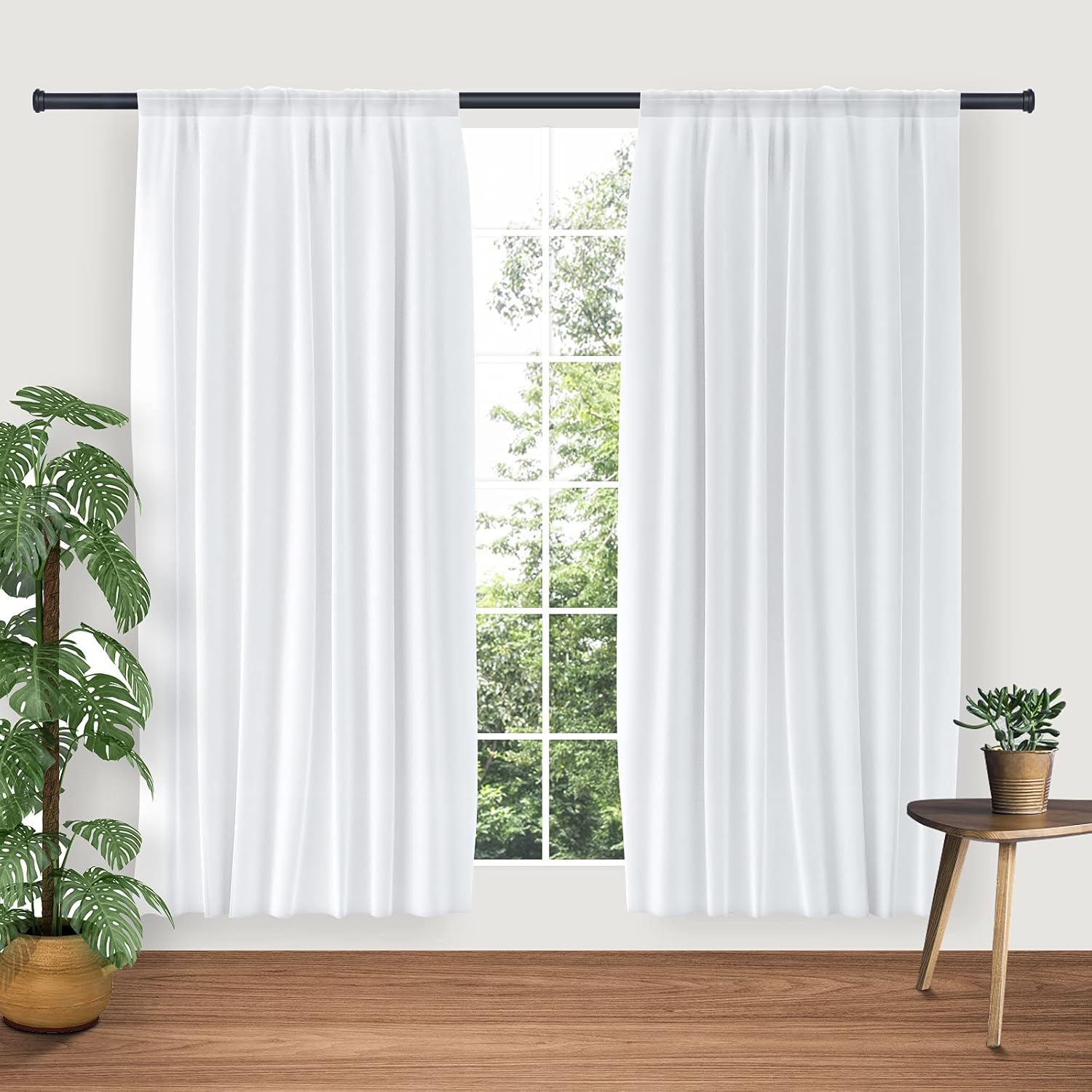 OLV Mate Black 2 Pack Curtain Rods for Window 28-48 inch, Adjustable Single Window Curtain Rods With Finials,Drapery Rods of Window Treatment,1 inch Diameter,Set of 2: Home Improvement