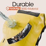 Earth Pak 35L Waterproof Backpack Roll-Top Yellow Front Pocket Phone Case view 4
