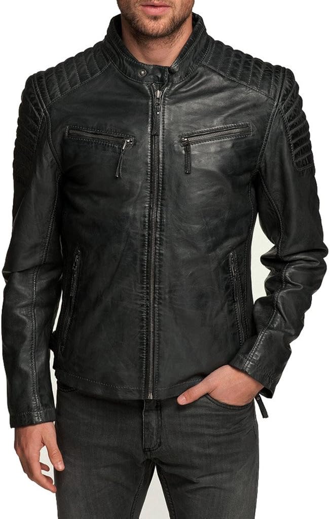 Mauritius SlimFit Moto Leather JacketBlack3XL at Amazon Men’s