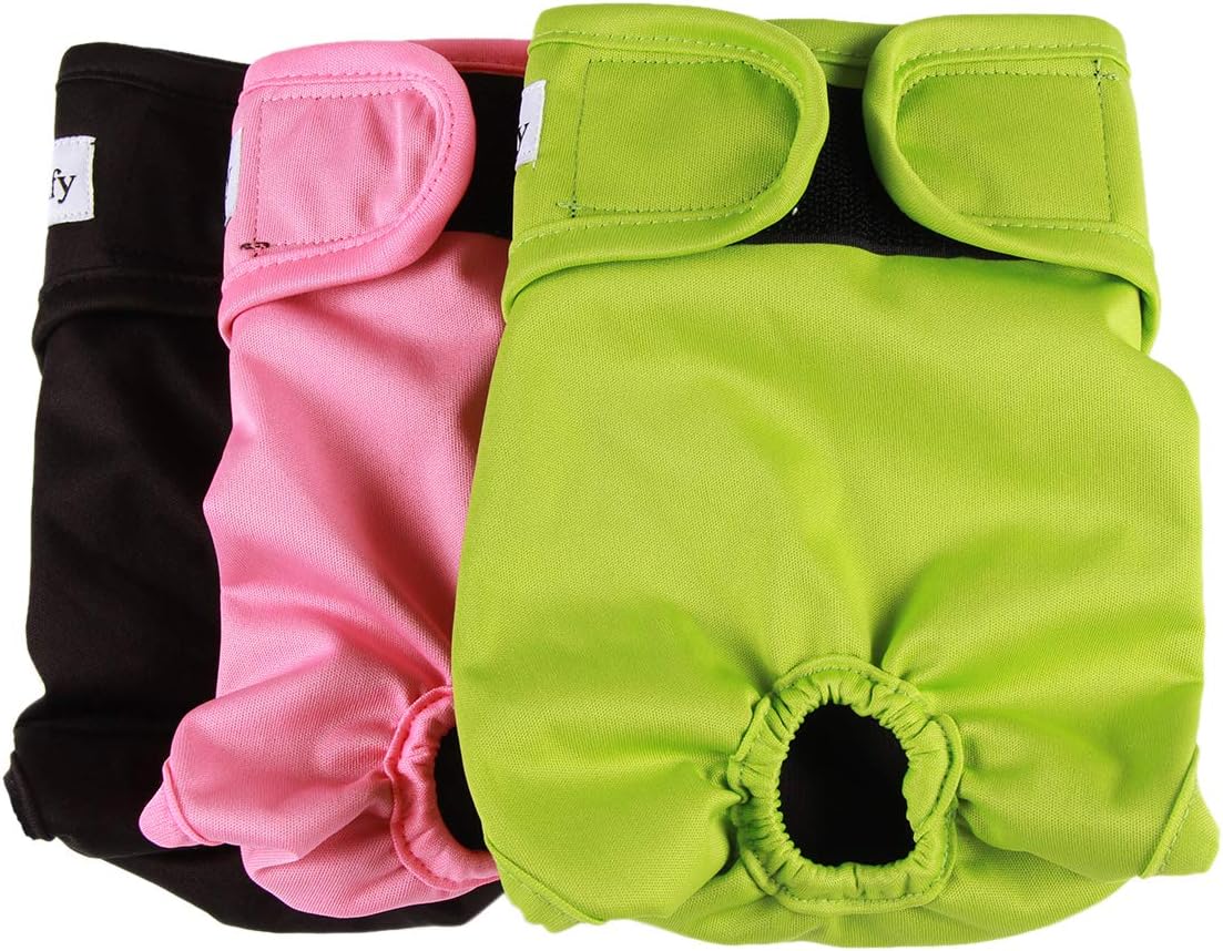 Vecomfy Dog Diapers Female for Small Dogs 3 Pack,Premium Washable Reusable Leakproof New Born Puppy Nappies,XS