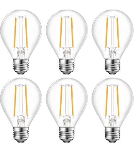 6 Pack Dimmable G16.5 LED Bulb, 5.5W (60W Eqv.), E26 Base, 500lm, Edison Filament Bulb For Chandelier, Ceiling Fan, Vanity, 2700K Soft White Clear Glass