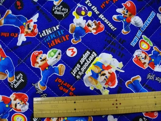 Amazon 手芸 スーパーマリオ 3033ａ 青 106cm キルティング生地 数量１で１０ｃｍ 入園 入学 キャラクター生地 布 生地 通販