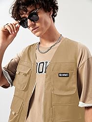 Verdusa Men's Sleeveless Letter Patched Buckle