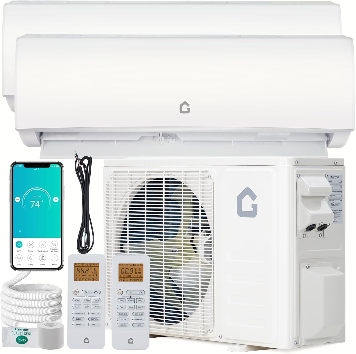 Photo 1 of ****ONE PART OF THE AC UNIT*****20K Dual 2 Zone Mini Split Air Conditioner and Heater, 20 SEER2 208-230V 9000 + 12000 BTU Wifi Mini Split AC/Heating System Multi Zone, Ductless, Wall Unit, with Installation Kits