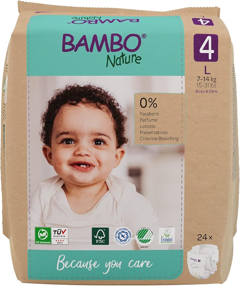 Bambo Nature Premium Eco Nappies Size 4 24 Pack Maxi 7-14 kg