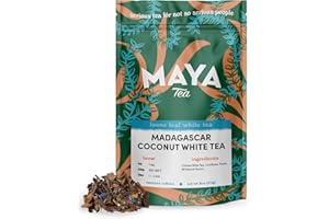 Maya Tea Madagascar Coconut White Tea, Premium Loose Leaf Tea, Contains Caffeine, All Natural, Make Hot or Iced Brews Up to 22 Cups, 2 Ounce Resealable Pouch