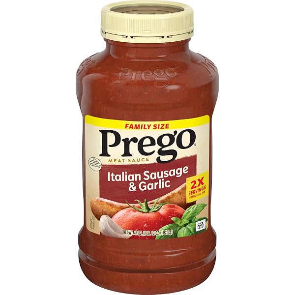 PREGO ITALIAN SAUSAGE AND GARLIC MEAT SAUCE, 44 OZ JAR