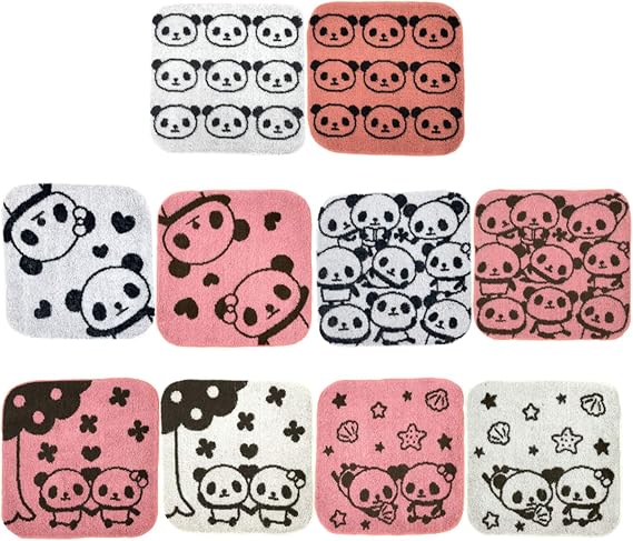Amazon Co Jp ハンドタオル ミニタオル キッズ 子供 10枚組 まとめ買い パンダ柄 ピンク系 Tl H89setapi 服 ファッション小物