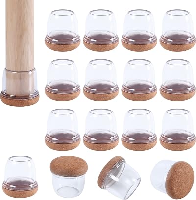 Ezprotekt Upgraded Clear Silicone Chair Leg Protectors 20-28mm 16PCS Round