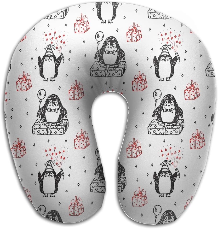 DMN U-Shaped Neck Pillow Penguin Pillows Soft Portable for Travel Reading Sleeping