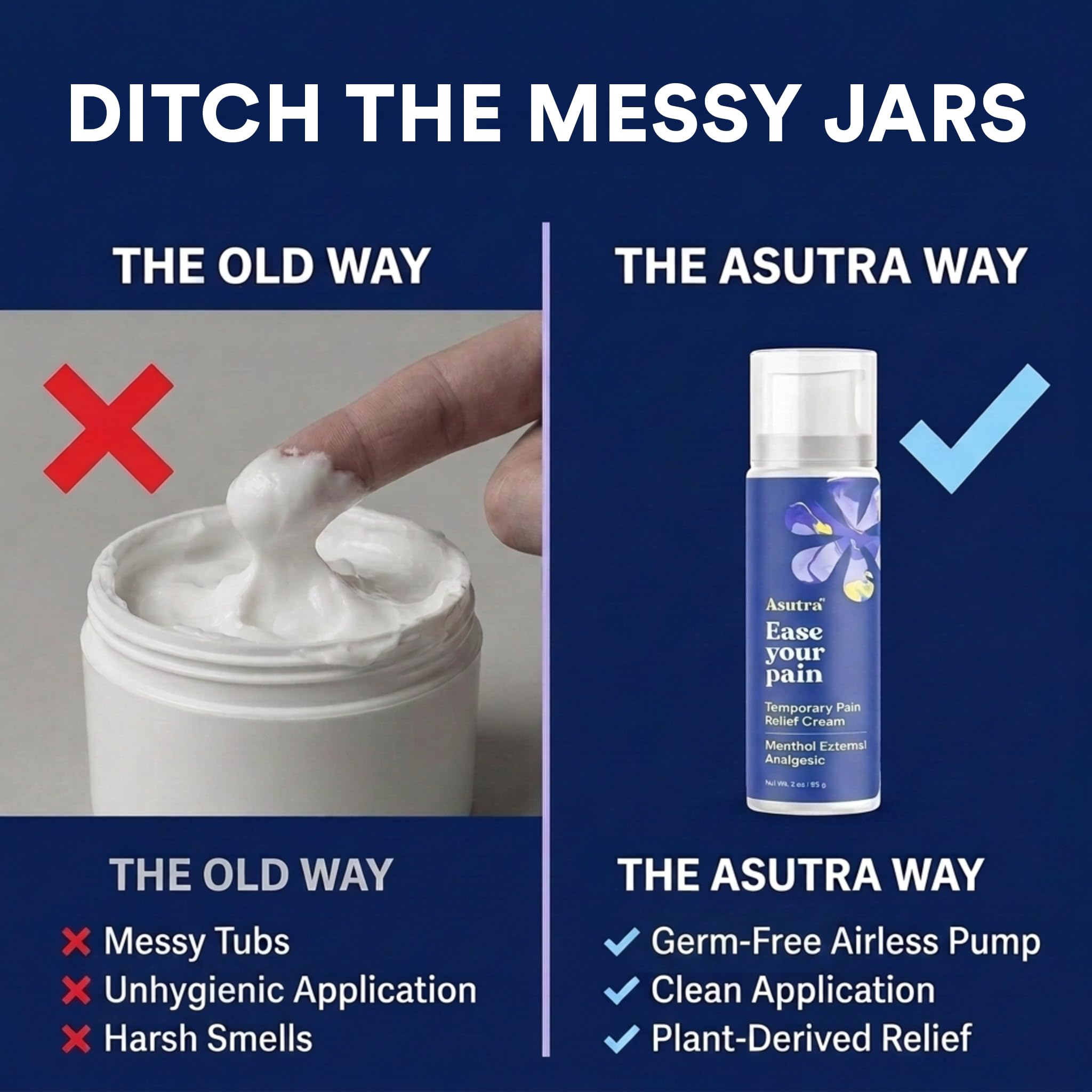 ASUTRA Relief Cream, Cooling Sensation, Temporary Relief from Muscle Discomfort and Soreness, 4% Menthol, Arnica Montana, MSM, 3 oz