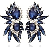 Canboer Vintage Rhinestone Statement Earrings Fancy Crystal Cluster Drop Dangle Earrings for Women