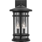 Capital Lighting 935521BK Mission Hills Antiqued Seeded Glass Outdoor Wall Sconce, 17" H x 9" W, 2-Light 120 Total Watts, Bla