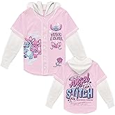 Disney girls Disney Lilo & Stitch Girls 4-16 Hooded Long Sleeve Baseball Twofer Jersey (Stitch & Angel Styles)