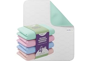 Incontinence Bed Pads - 4 Pack 18” x 24” Reusable Waterproof Mattress Protectors - Highly Absorbent, Machine Washable - for Children, Pets and Seniors - Assorted Colors - Royal Care