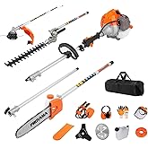 PROYAMA Powerful 42.7cc 5 in 1 Multi Functional Trimming Tools,Gas Hedge Trimmer,String Trimmer, Brush Cutter,Pole Saw with E
