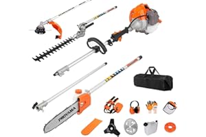 PROYAMA Powerful 42.7cc 5 in 1 Multi Functional Trimming Tools, Gas Powered Hedge Trimmer,Weed Eater Wacker, String Trimmer, Heavy Duty Brush Cutter,Pole Saw with Extension Rod