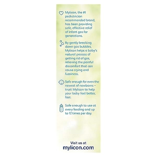 MYLICON INFANTS’ GAS RELIEF DYE FREE DROPS – .5 OZ, PACK OF 2
