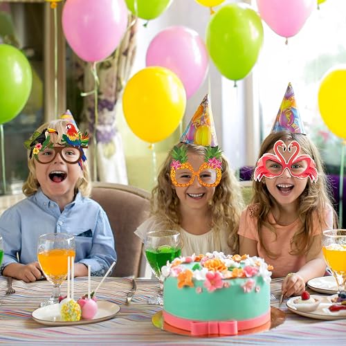 Lot De 24 Lunettes De Fête Hawaïennes En Papier – Motifs Hibiscus, Plumeria Et Tropicaux – Photobooth, Costume Et Accessoires Pour Adultes Et Enfants