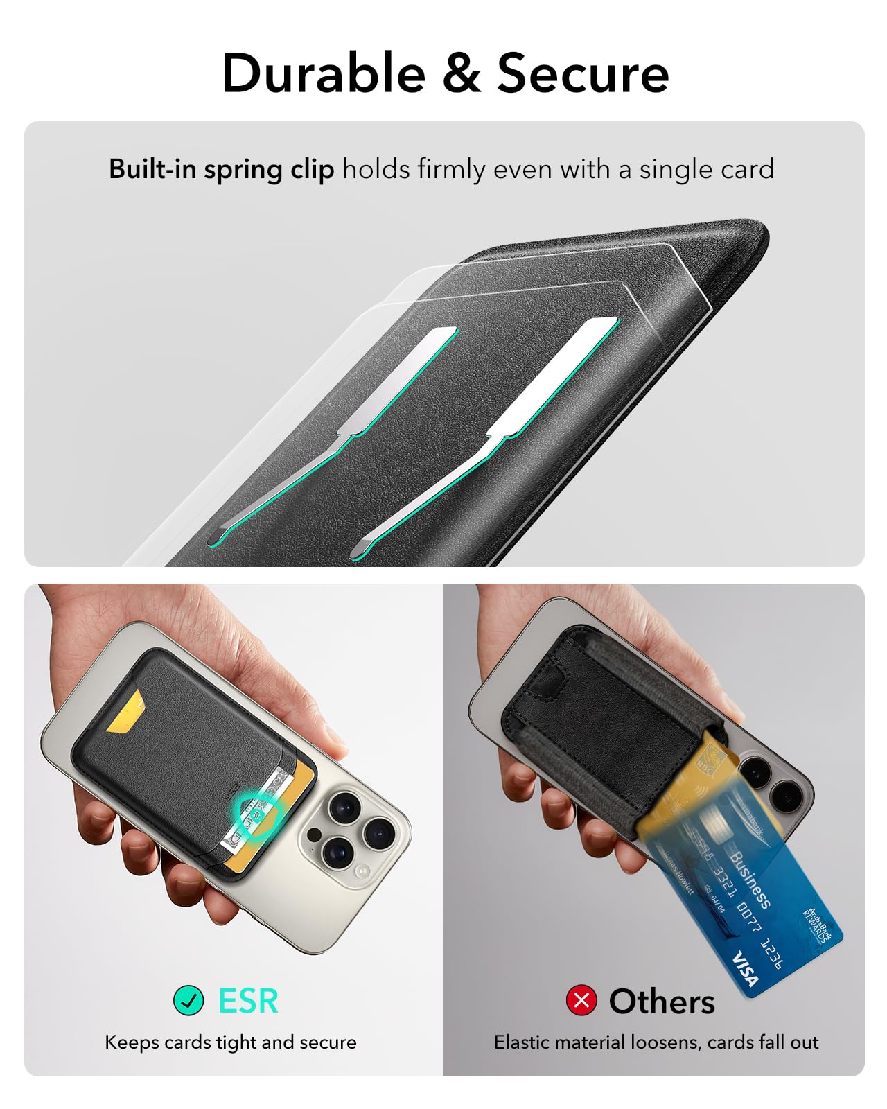 ESR for MagSafe Wallet, 5-Card Holder With RFID Blocking, MagSafe Sticker Included, Slim Magnetic Wallet for iPhone 17/16/15/14/13/12 Series and Selected Samsung Devices, Not for 13/12 Mini, Black