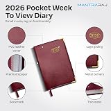 MantraRaj 2026 Week to View Diary Red PVC Cover Pocket Planner 11x7cm view 2
