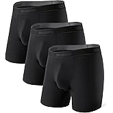 SEPARATEC Mens Underwear with Pouch Premium Soft Micro Modal Boxer Briefs Comfortable Dual Pouch Underwear for Men 3 Pack