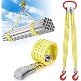 GliCraft 2 Pcs 3.3 FT Heavy Duty Polyester Lifting Rigging Straps Two Leg Bridle Web Sling with Hook & Twist Eye Lift Strap for Hoist Engine Crane Truck Tow Tree Stump 13227 Lbs Load Capacity, Yellow