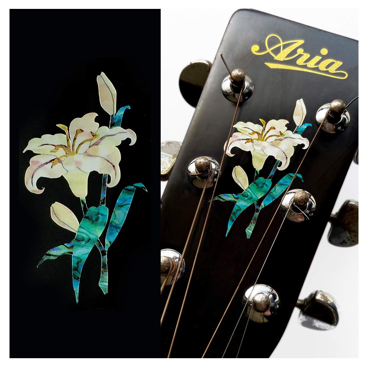 Inlaystickers for Guitar Headstock - Lily, H-123LY