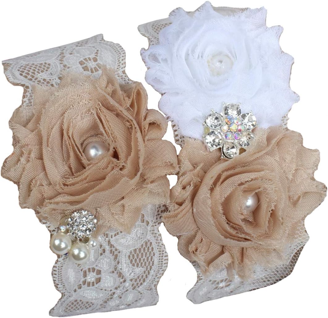 Prettybabyonline Wedding Garters Sets For Bride Bridal Women's Floral Bridal Leg Garters