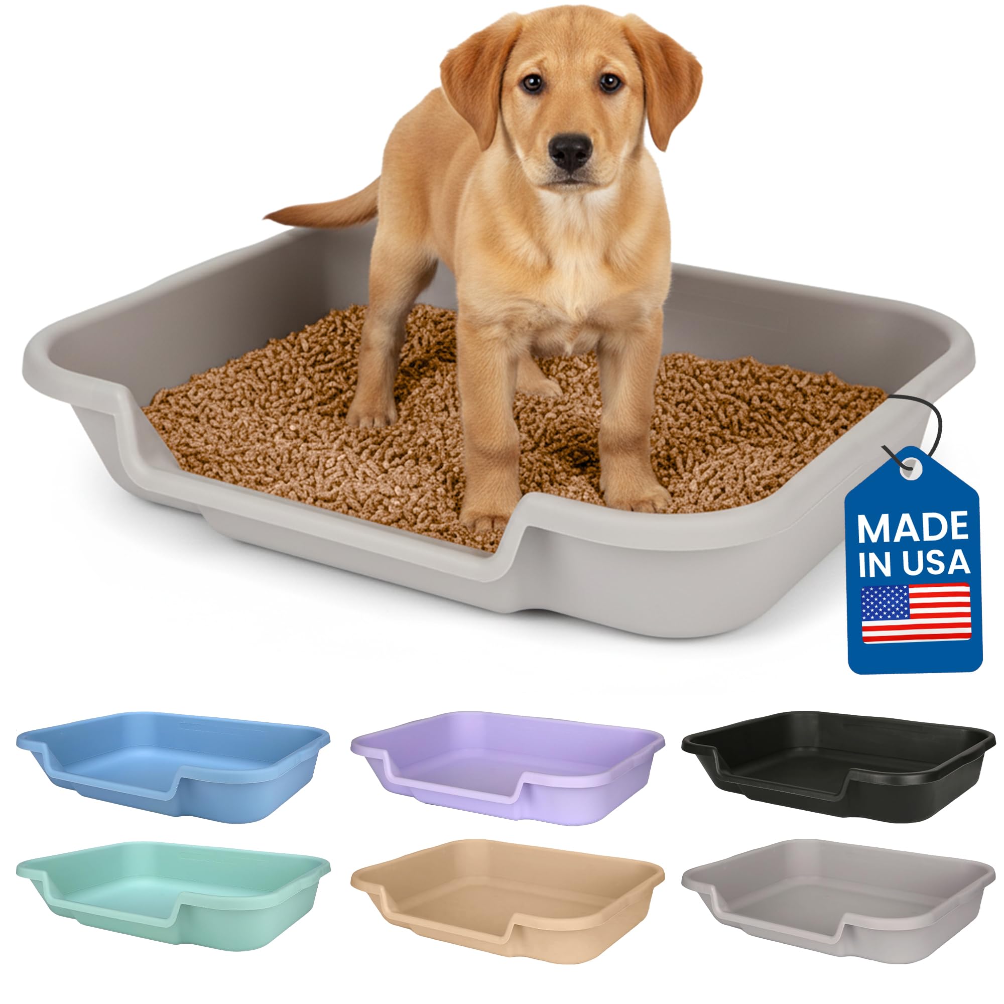 Dog Litter Pan by PuppyGoHere Recycled Gray Color: 24 x 20 x 5 Great for Rabbits and Disabled Cats by PuppyGoHere