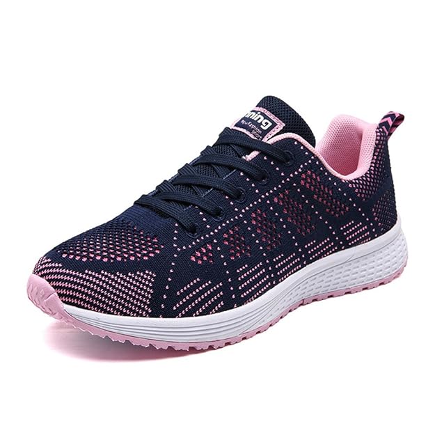 UMmaid Damen Sneaker Laufschuhe Turnschuhe Atmungsaktive Mesh Schnür Schuhe Low Top Sportschuhe