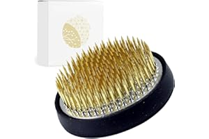 Wazakura Ikebana Kenzan Japanese Flower Holder, Made in Japan, Floral Arranging Pin Frog, Round - 2.4"(61mm) Brass