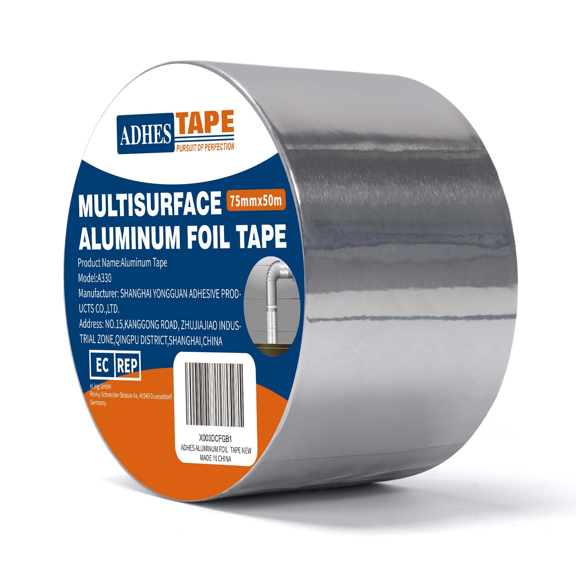 ADHES Foil Tape Aluminum Tape Heat Resistant Tape Metal Duct Tape, Withstand From 80°C to 100°C, 75mm x50m, for HVAC, Repair Sealing and Insulation