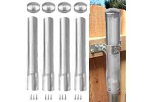 GRELWT 4 Pack 2-3/8" OD Metal Post Extender, 12" Fence Post Extension Height, Hot-dip Galvanized Steel, Includes Screws and Caps