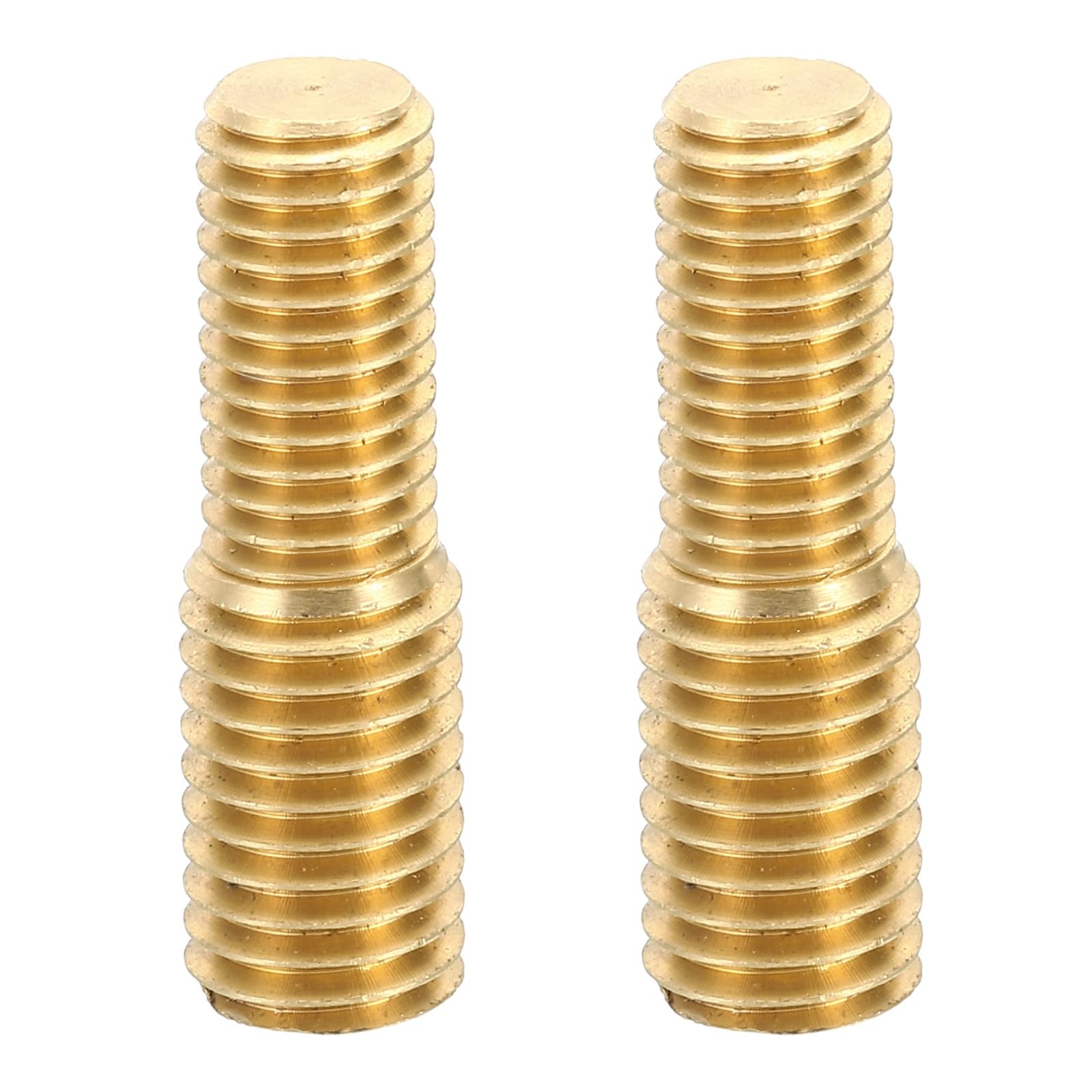 PATIKIL M10x20mm to M12x20mm Double End Threaded Stud Screw Bolt, 2 Pack Brass Rod Bolts Thread Reducer Adapter for Furniture Fastener, Hardware Connector