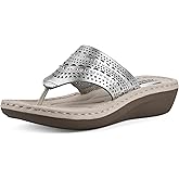 CLIFFS BY WHITE MOUNTAIN Women's Comate Rhinestoned Mini Wedge Flip Flop Sandal