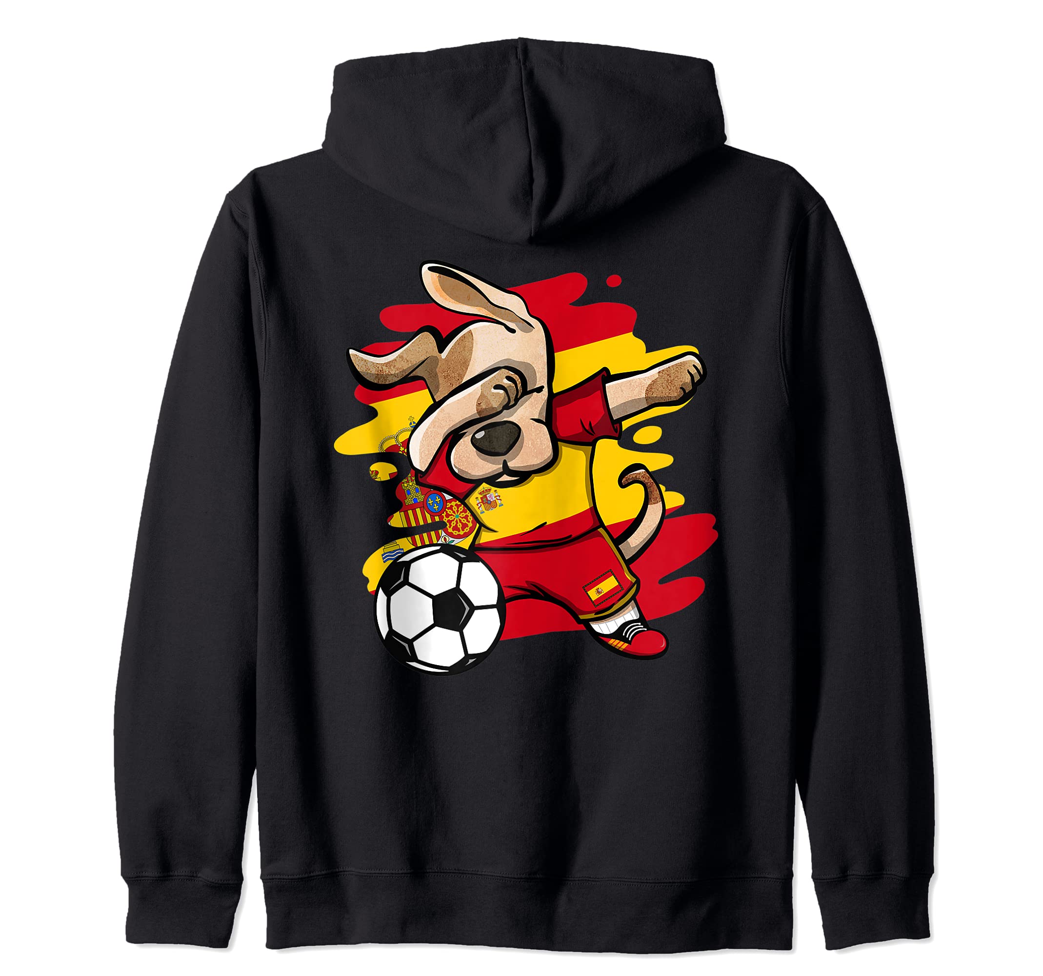 Dabbing Dog Spain Soccer Fans Jersey Spanish Flag Football Zip Hoodie