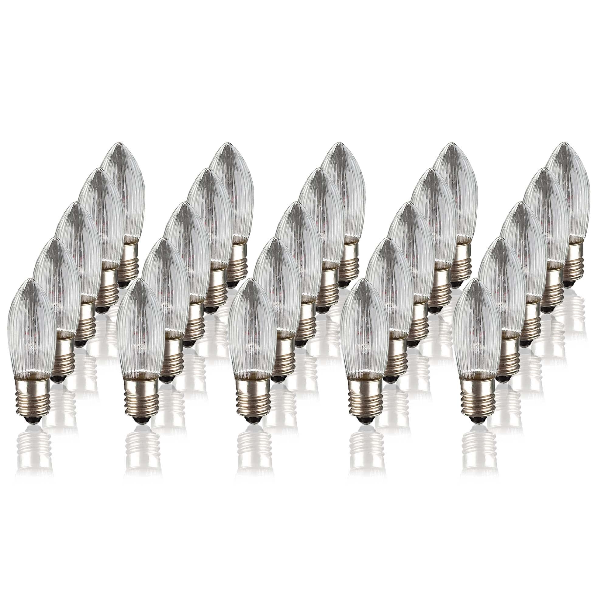 Hellum 916119 Corrugated Candle for Fairy Lights with 4 Burners / Indoor and Outdoor Lighting / Warm White / Clear / E10 Socket / 55 V / 3 W / Pack of 25