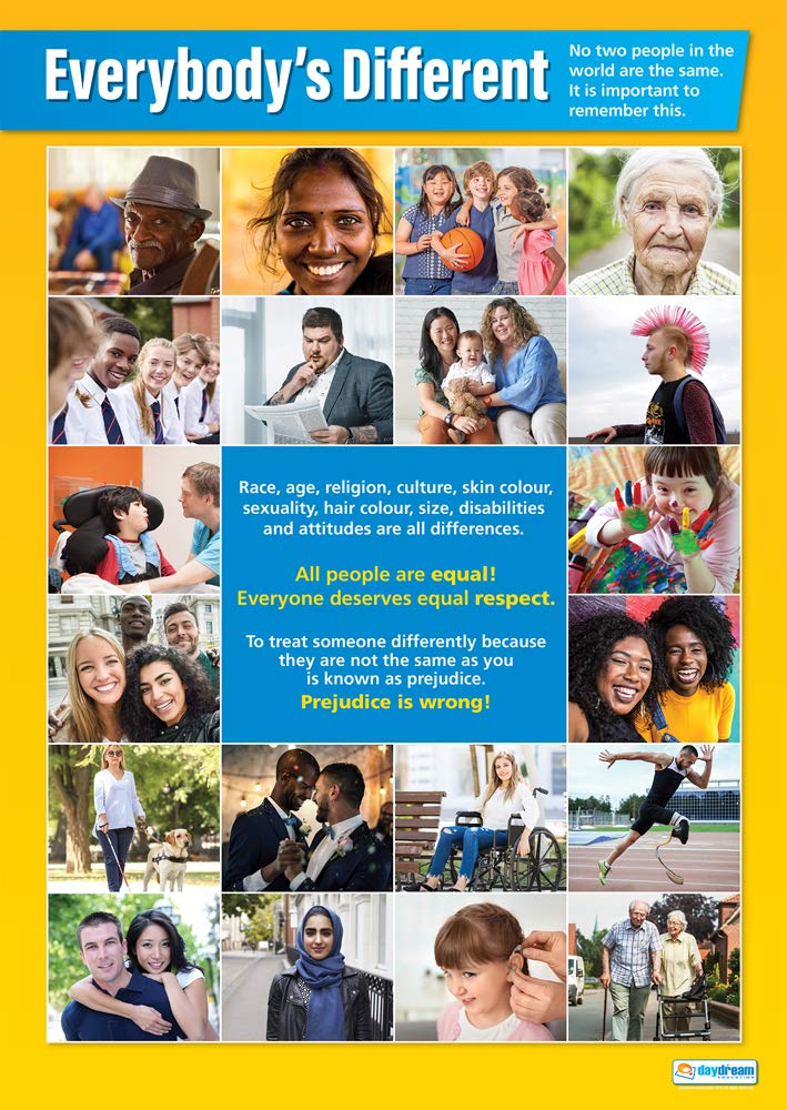 Daydream Education Everybody's Different | PSHE Posters | Gloss Paper measuring 850mm x 594mm (A1) | PSE Classroom Posters | Education Charts