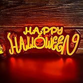 Halloween Neon Sign LED Happy Halloween Neon Light for Wall Decor USB Powered Acrylic Dimmable Pumpkin Light Up Sign for Hall