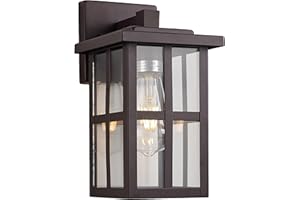 MICSIU Oil Rubbed Bronze Exterior Lights Wall Mount, Waterproof Clear Glass Outdoor Wall Lantern, 11 Inch Outdoor Wall Lights for House, Garage, Porch, Balcony
