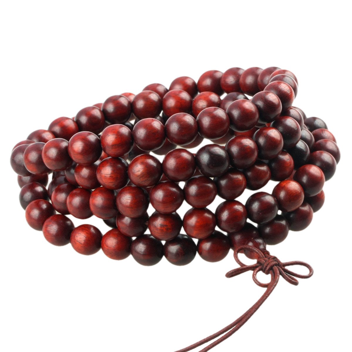 KYEYGWO 108 Mala Prayer Beads Bracelet for Woman, Natural Wood Tibetan Buddhist Buddha Meditation Bead Necklace, Blood Sandalwood