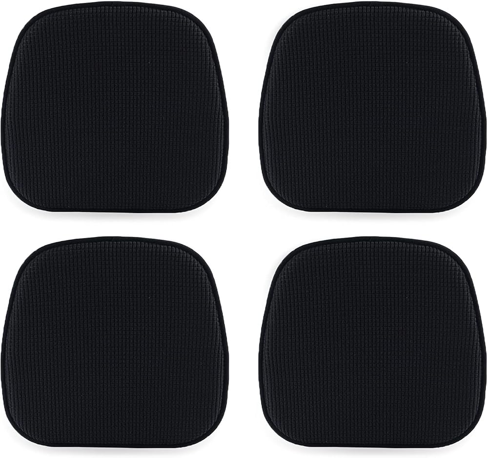 TANYOO Set of 4 Chair Cushions Memory Foam Non Slip Honeycomb 16 x 16 Black