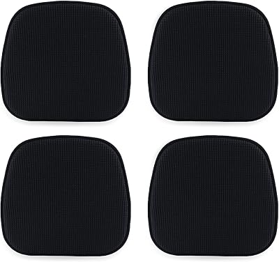 TANYOO Set of 4 Chair Cushions Memory Foam Non Slip Honeycomb 16 x 16 Black
