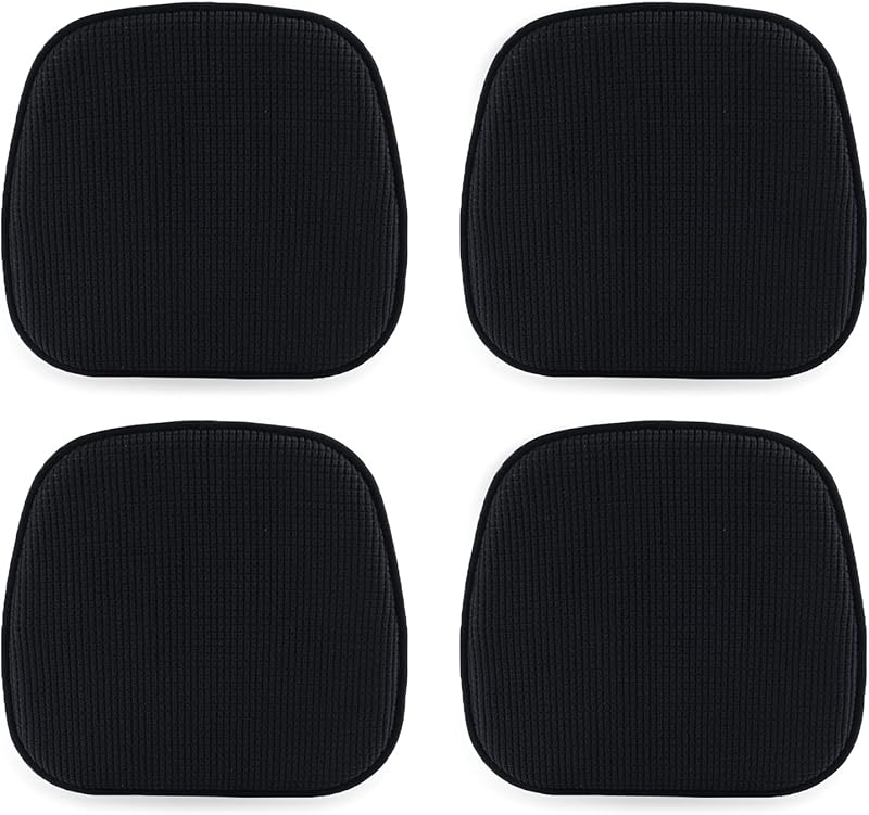 TANYOO Set of 4 Chair Cushions Memory Foam Non Slip Honeycomb 16 x 16 Black
