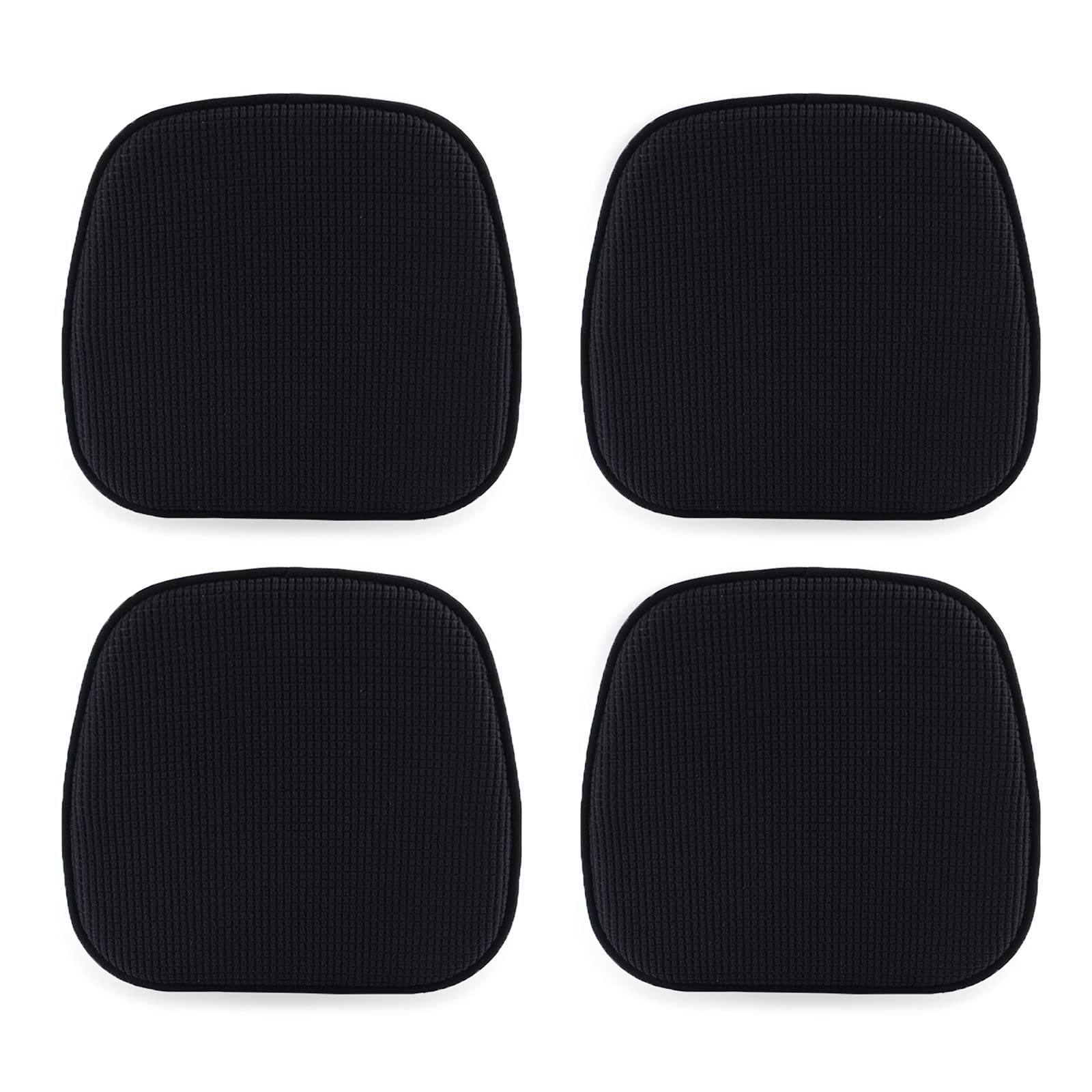 TANYOO Set of 4 Chair Cushion Memory Foam Pads Non Slip Honeycomb Pattern Square 15" x 16" Seat Cover Ultimate Comfort and Softness Cushions (4Pack,Black) 40L x 37W centimetres